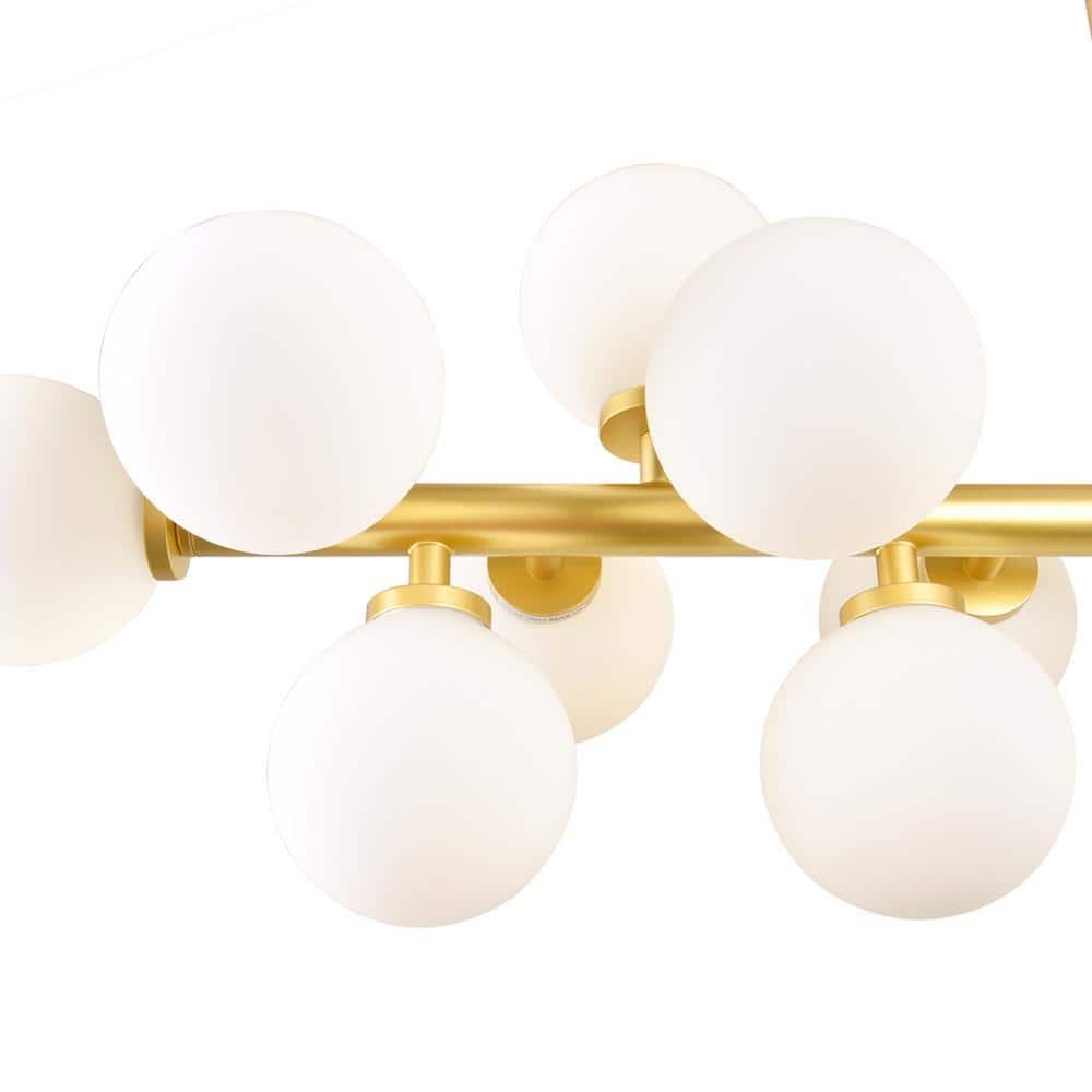 Arya Vintage Glam Satin Gold 36" Chandelier with Frosted Glass Globes