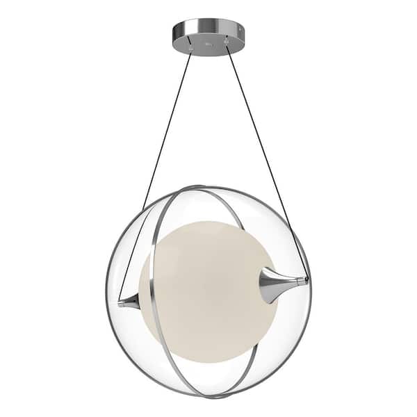 KUZCO Aries 16 in. 1 Light 21-Watt Chrome Integrated LED Pendant Light