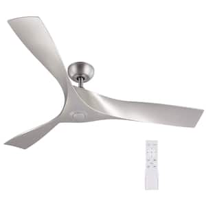 52 in. 6-Speeds Modern DC Motor Ceiling Fan in Brushed Nickel with Remote Control
