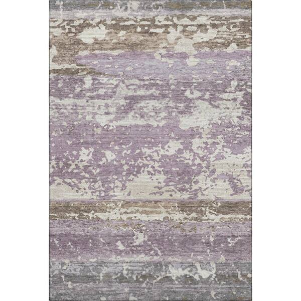 Mayfield Premium Machine Washable Abstract AMF2398 Lavender 5 ft. x 7 ft. 6 in. Area Rug
