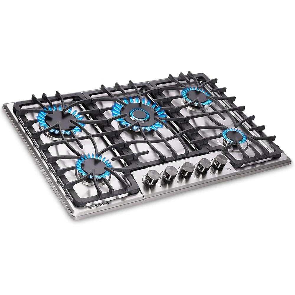 JEREMY CASS 36 in. 6 Burners Recessed Gas Cooktop in Stainless Steel with 18K BTU Power Burners