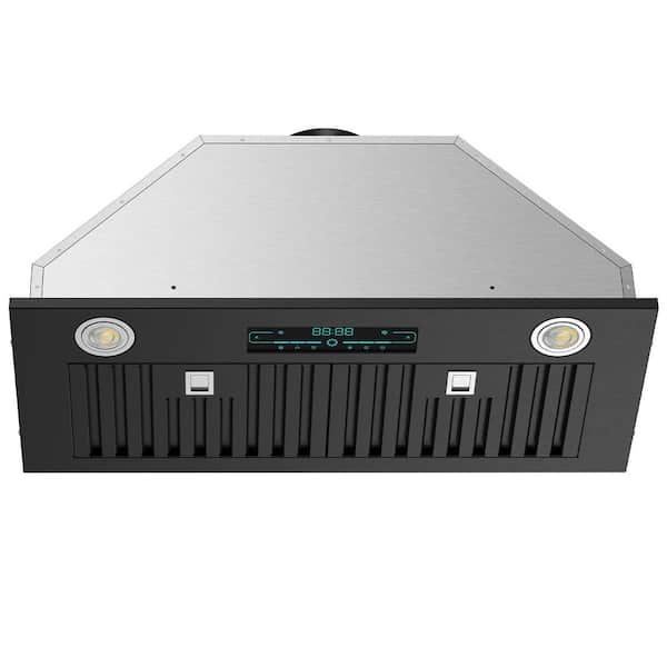 27.8 in. 900 CFM Convertible Ductless Insert Range Hood In Black With Touch Panel Control and 20-LED Lights