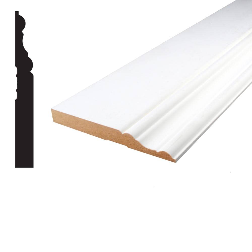 Pro Pack 5/8 in. x 5-1/4 in. x 96 in. Primed White MDF Baseboard Moulding (4-Pack − 32 Total Linear Feet) price history on PriceWatchPro