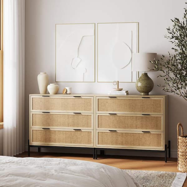 Nathan James Andrew Light Oak 3 Drawer 39 in. W Bohemian Dresser