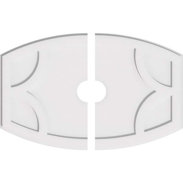 Ekena Millwork 32 in. W x 21-3/8 in. H x 4 in. ID x 1 in. P Kailey Architectural Grade PVC Contemporary Ceiling Medallion (2-Piece)