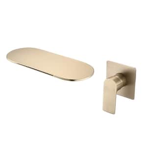 Waterfall Single Handle Wall Mounted Bathroom Faucet in Brushed Gold