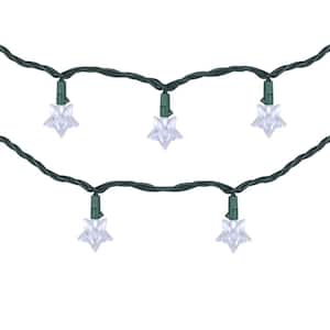 10-Count Pure White LED Star Christmas Light Set, 4 ft. Green Wire