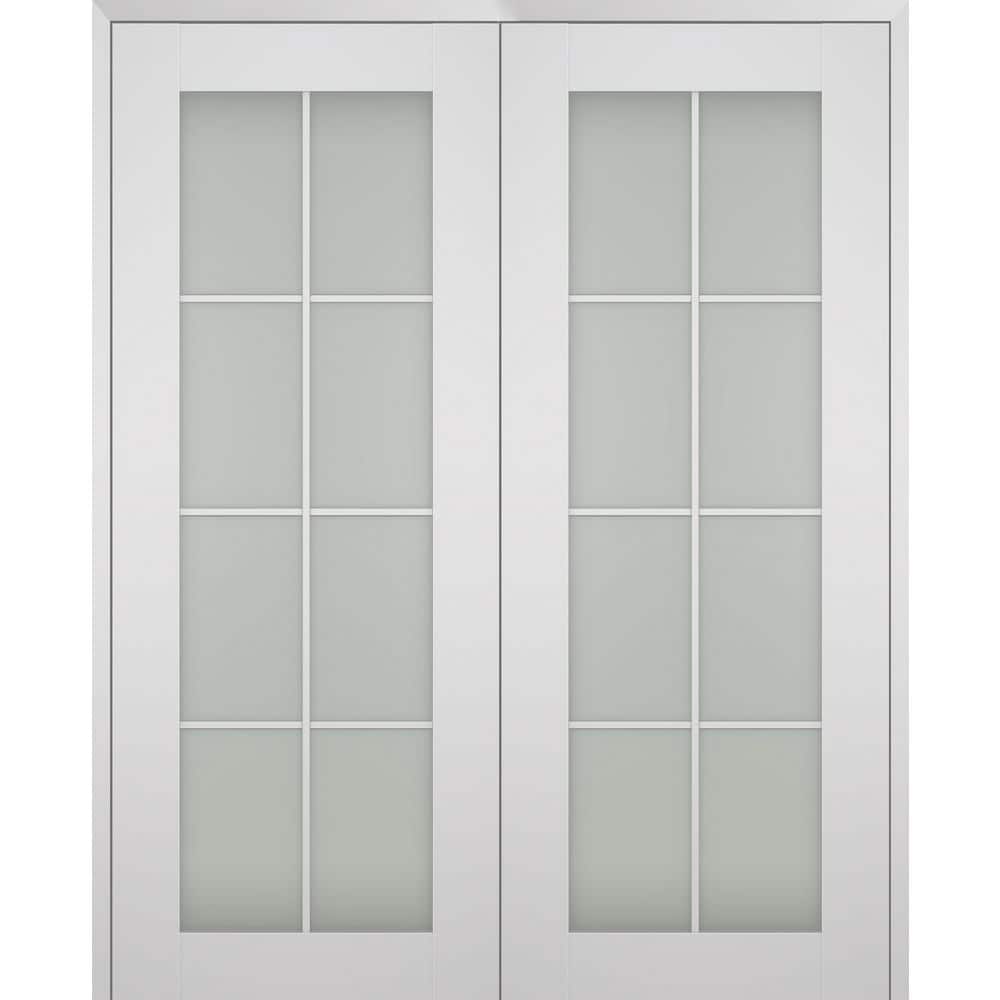 Smart Pro 8 Lite N 60 in. x 96 in. Both 8-Lite Frosted Glass Polar White Wood Composite Double Prehung French Door price history on PriceWatchPro