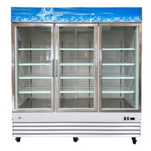 80 in. W 52 cu. ft. Auto/Cycle Defrost 3-Glass Door Commercial Upright Reach In Freezer in White