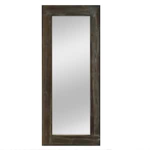 24 in. W x 58 in. H Farmhouse Rectangular Solid Wood Framed Full Length Leaning Mirror in Brown
