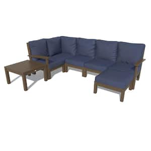Bespoke Deep Seating 7-Piece Plastic Outdoor Sectional Set with Ottoman and Side Table and with Cushions
