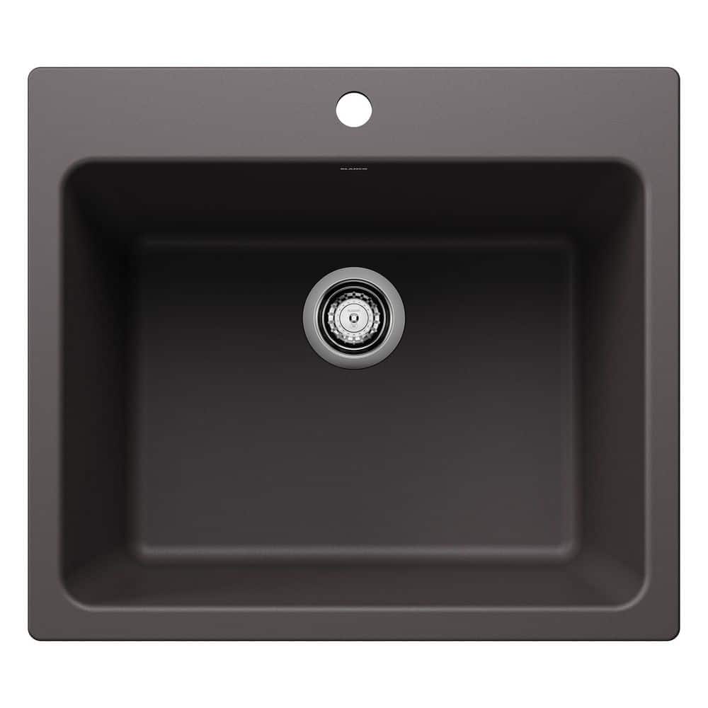 LIVEN SILGRANIT Granite Composite 25 in. x 22 in. Dual Mount Laundry Sink i