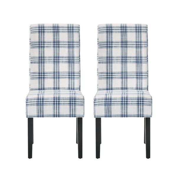 grey plaid dining chairs