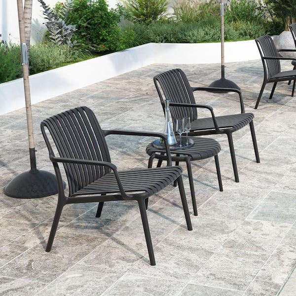 Fiji Black Stackable Modern Lounge Chair Set of 2