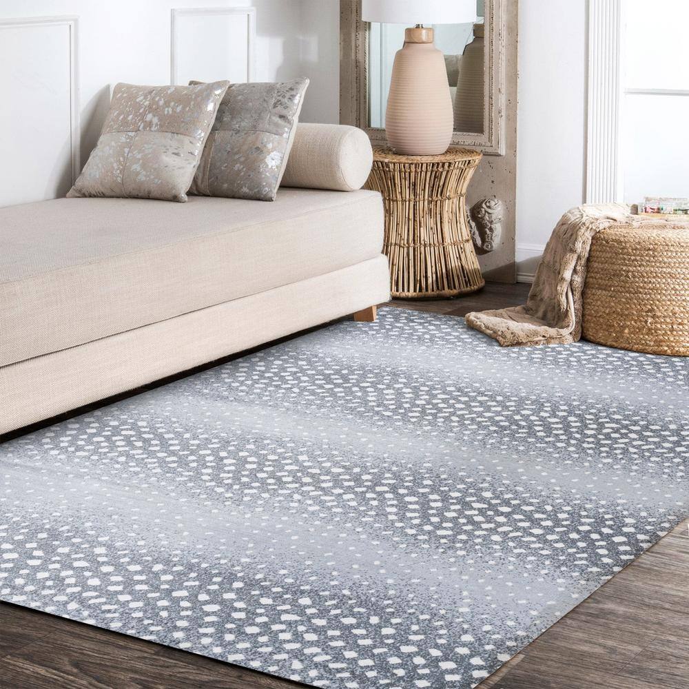 Modern Abstract Antelope 4' x 6' Light Gray Synthetic Area Rug