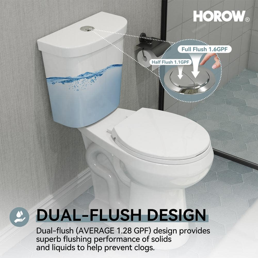 White Vitreous China 21" Tall Round Dual Flush Toilet