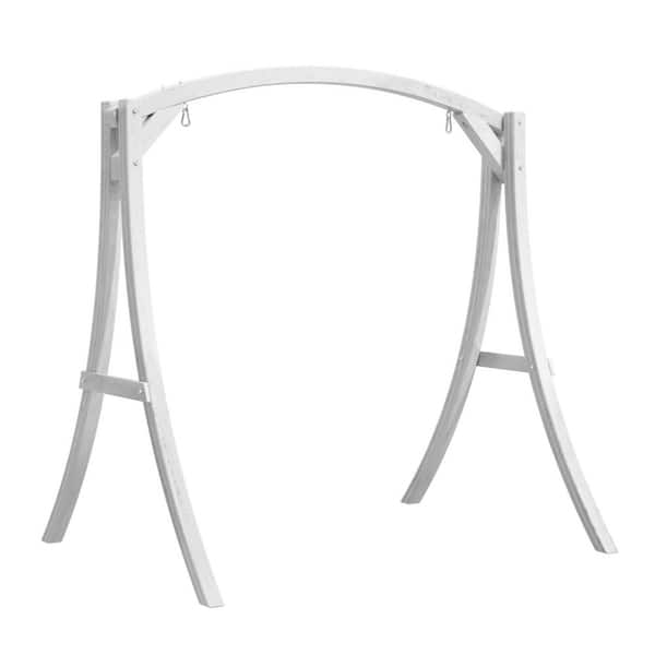 80 in. 3-Person White Wood Patio Swing Stand
