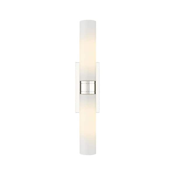 Ballston Urban 24 in. 2-Light Polished Nickel Vanity Light with Glass Shade