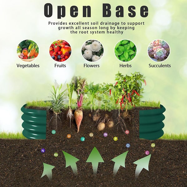 Green 96 in. x 48 in. x 12 in. Galvanized Raised Garden Bed