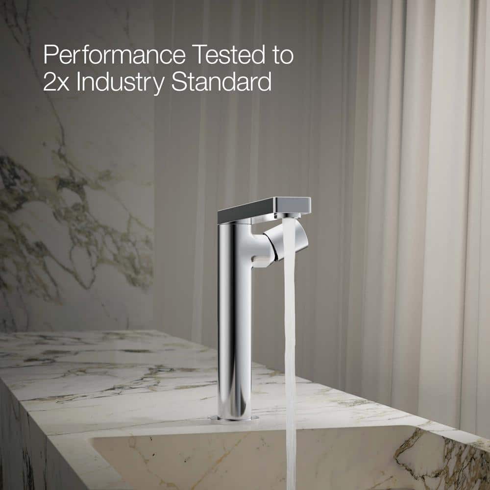 Composed Minimalist Polished Chrome Single-Handle Vessel Sink Faucet
