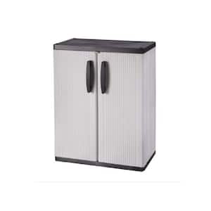 Plastic Freestanding Garage Base Storage Cabinet With Lockable Doors and Shelves in Gray (27 in. W x 39 in. H x 15 in)