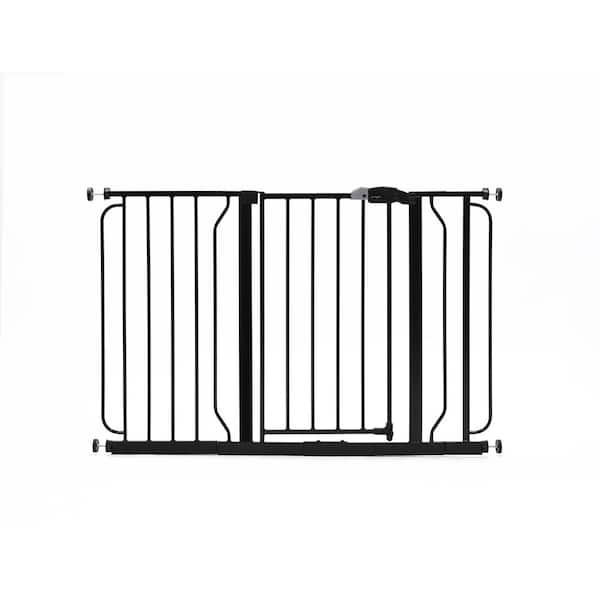 Regalo 30 in. Tall Black Easy Step Extra Wide Metal Walk-Through Gate, Comes with a 4 " and 12" Extension