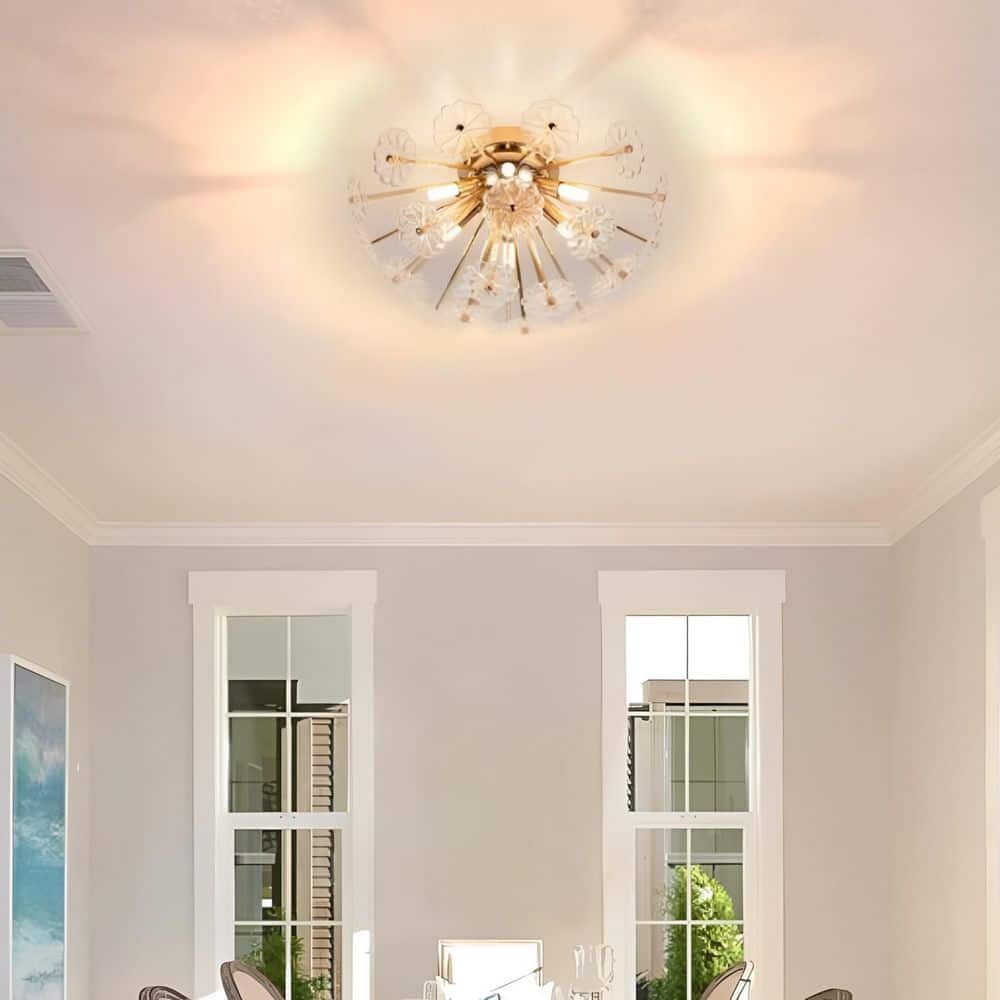 6-Light Brushed Gold Cluster Flower Semi-Flush Mount Ceiling Light, G9 Stylish Illumination for Living Room Bedroom price history on PriceWatchPro