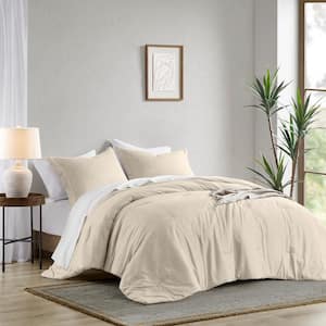 Camden 2-Piece Neutral Twin/Twin XL Chambray Print Solid Comforter Set