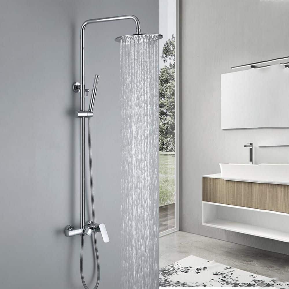 Single Handle 3-Spray Patterns 2 Showerheads Shower Faucet Set 2.5 GPM with