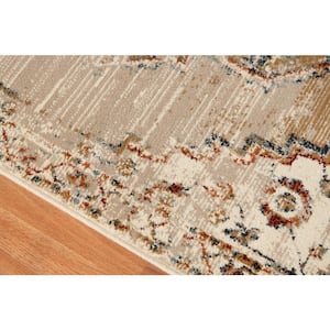 Allure Beige/Gold 8 ft. 9 in. x 11 ft. 9 in. Classic Medallion Area Rug