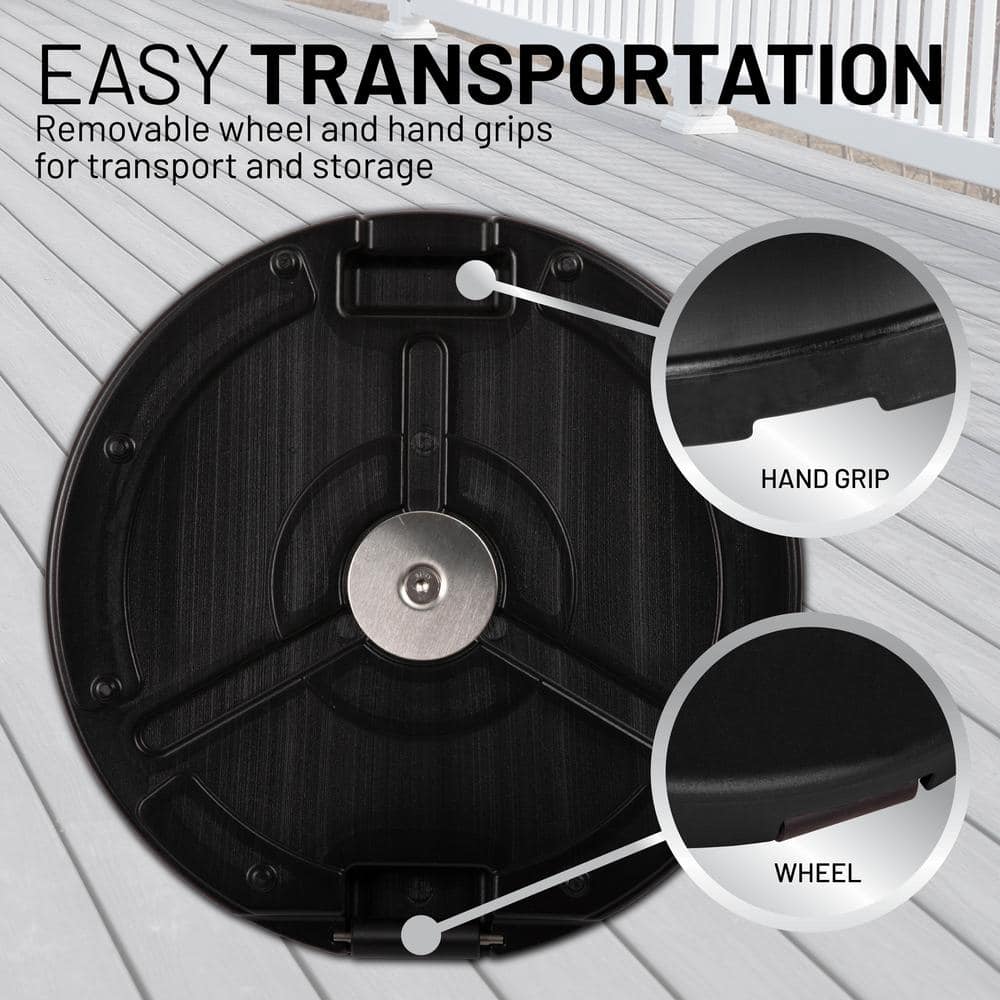 Black Metal Rolling Free-Standing Umbrella Base