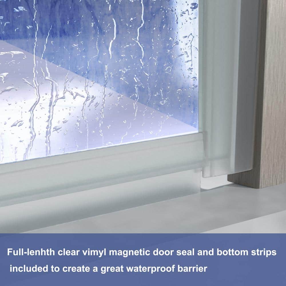 Brushed Nickel Frameless Pivot Shower Door with Clear Tempered Glass