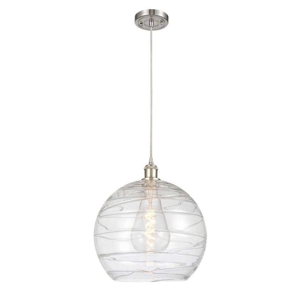 Athens Deco Swirl 16.88" Brushed Satin Nickel Globe Pendant