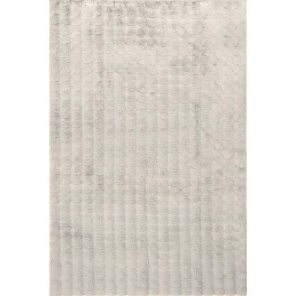 Jeni Solid Faux Rabbit Machine Washable Area Rug Grey 5' ft. x 8' ft. Area Rug
