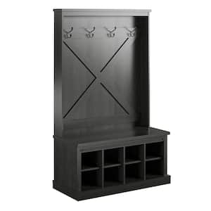Black Oak Bayshore Heights Entryway Bench Hall Tree with Coat Hooks and Shoe Storage