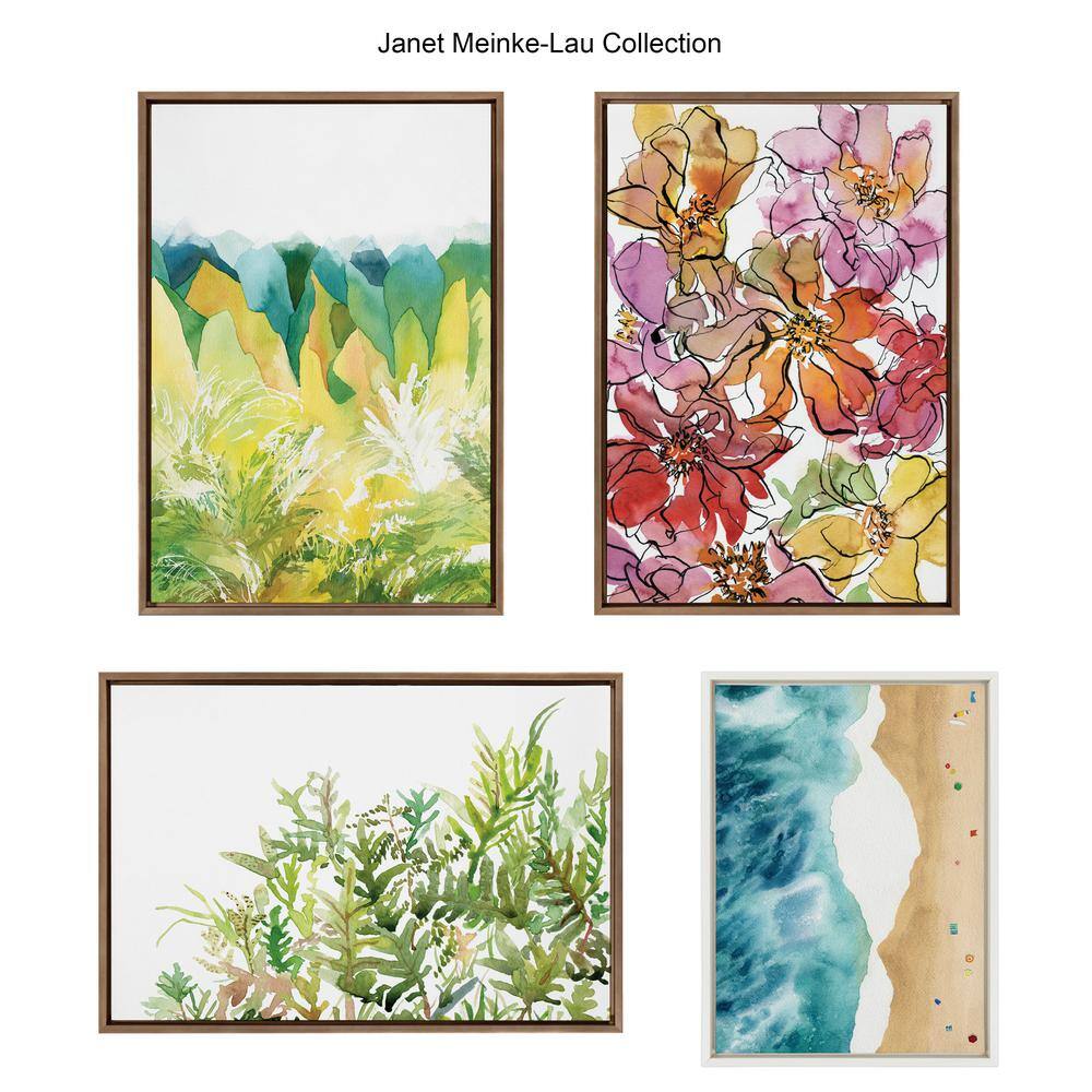 Colorful Floral Print on Canvas with Gold Frame, 23x33