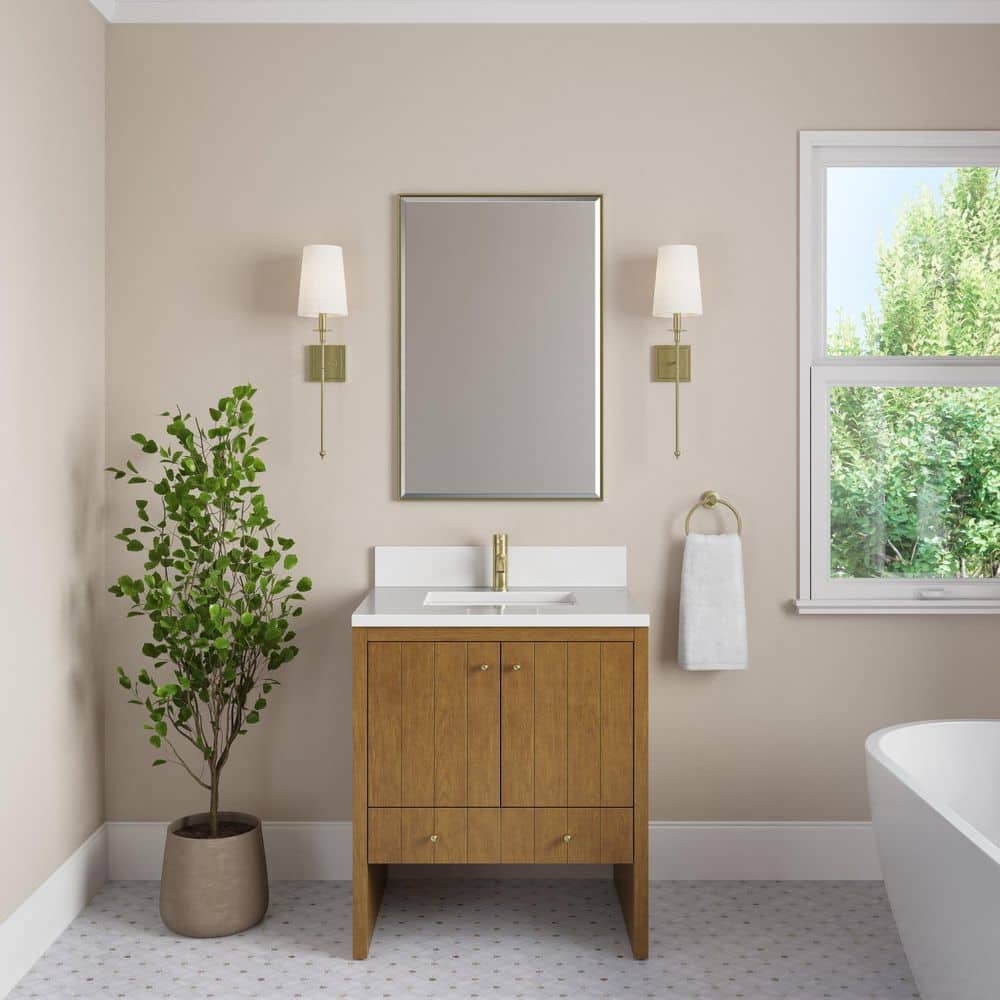 Hudson 30.0 in. Single Bath Vanity in Honey Oak with White Zeus Quartz Top price history on PriceWatchPro