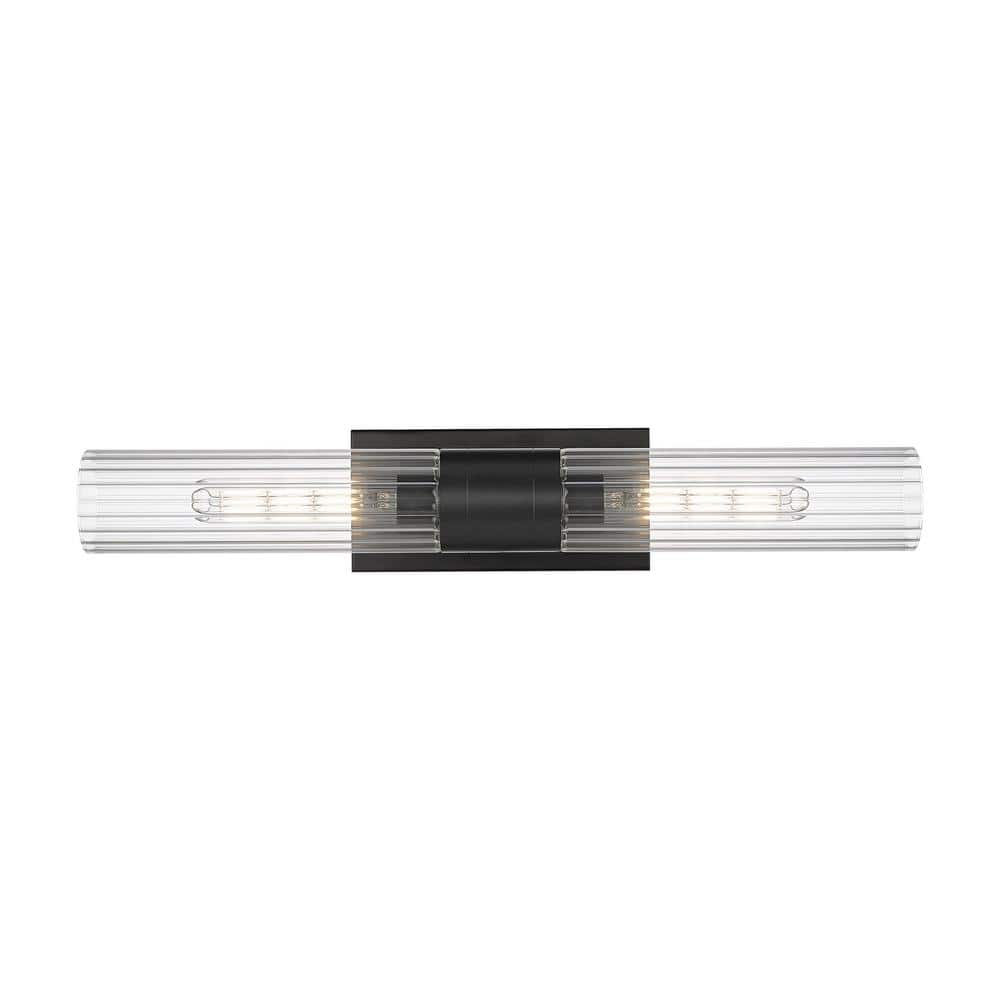 Empire 24.75 in. 2-Light Matte Black Vanity Light with Glass Shade price history on PriceWatchPro