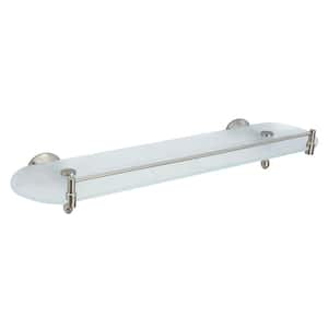 ANTICA 20 in. Frosted Glass Shelf with Rail in Satin Nickel