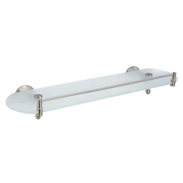 MODONA ANTICA 20 in. Frosted Glass Shelf with Rail in Satin Nickel