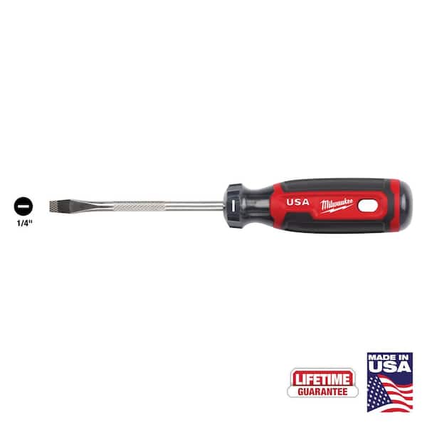 Milwaukee 4 in. x 1/4 in. Slotted Flat Head Screwdriver with Cushion Grip