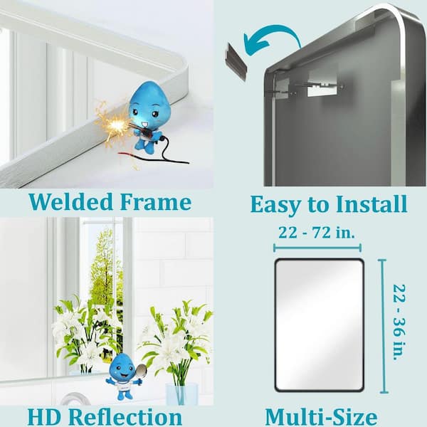 72 in. W x 36 in. H Rectangular Aluminum Framed Wall Bathroom Vanity Mirror in Silver