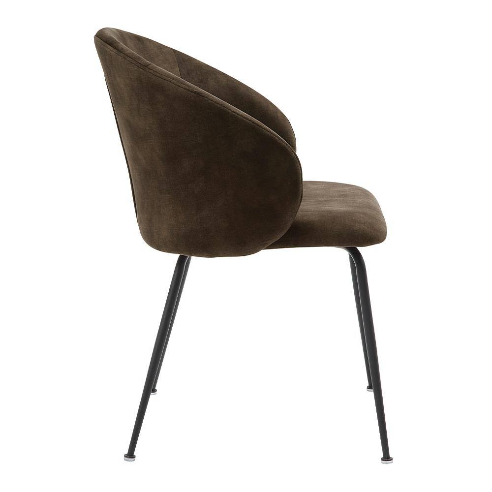 Adelyn Brown Velvet Upholstered Side Chair with Metal Legs, Set of 2