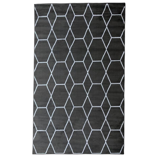 MSRUGS Moroccan Collection Dark Gray 3 ft. x 5 ft. Geometric Polypropylene Area Rug