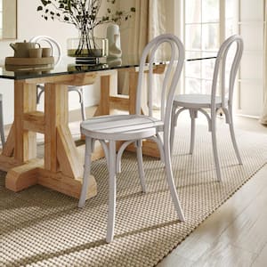 Betsy Commercial Grade White Wash Thonet Style Solid Wood Stackable Dining Side Chair (Set of 2)