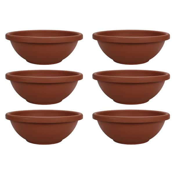 THE HC COMPANIES 18 in. L x 18 in. W x 8 in. H Resin Garden Bowl Planter Pot, Terra Cotta (6-Pack)