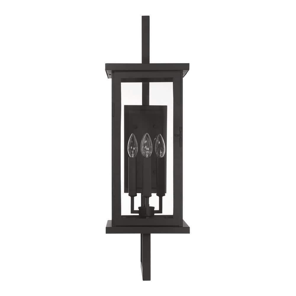 Jordan Black Outdoor Lantern Wall Sconce 14.5 in. Weather Resistant Hardwired with No Bulb(s) Included price history on PriceWatchPro