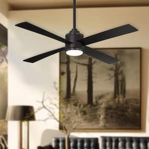 Falco 54 in. Indoor Black Low Profile Standard Ceiling Fan with Warm White Integrated LED and Remote Control Included