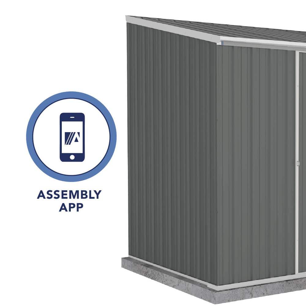 Woodland Gray 7' x 5' Metal Storage Shed with Sliding Door