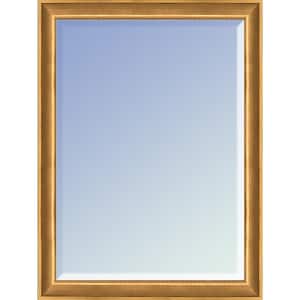 30 in. W x 20 in. H Wood Muted Gold Glow Framed Modern Rectangle Decorative Mirror